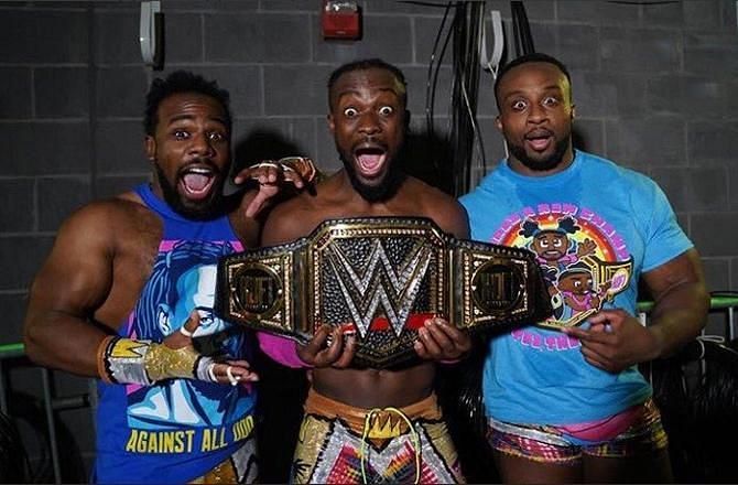 Kofi Kingston with the WWE Championship
